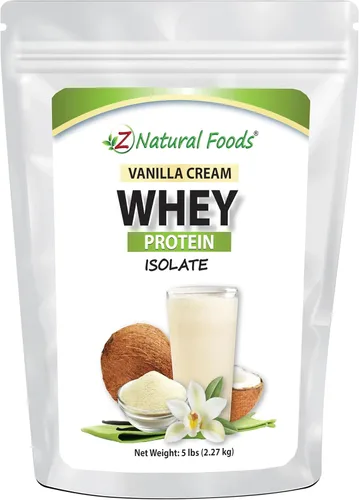 Z Natural Foods Proteína aislada de suero de leche de crema de vainilla, rica en nutrición, proteína en polvo sabrosa para la salud del corazón y la
