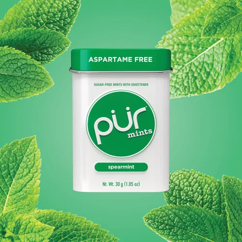 Miniatura 4 de Mentas PUR Sin aspartamo Hecho con xilitol Sin azúcar Vegano, sin gluten y apto para Keto Sabor natural de menta verde, 30 piezas