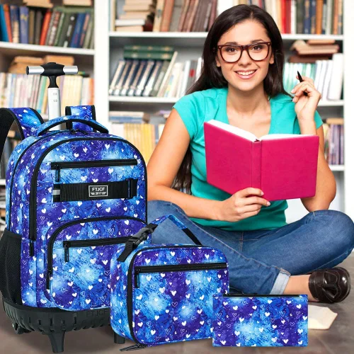 Miniatura 6 de 3 piezas de mochila rodante para mujeres y hombres, bolsa de 21 pulgadas para adultos con ruedas, juego de mochilas con ruedas para niñas y niños