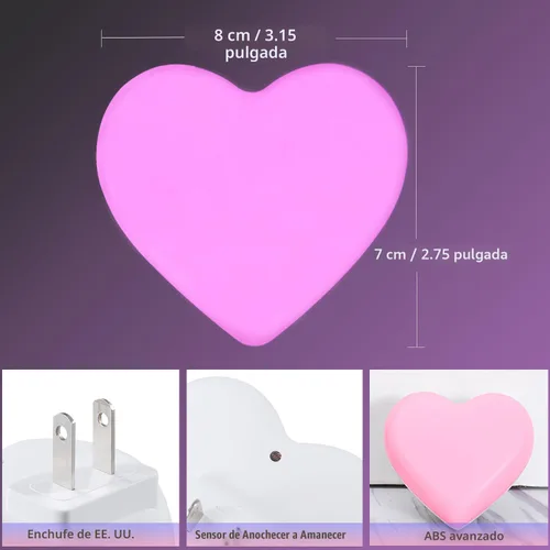 Miniatura 3 de INZU Luces nocturnas enchufables a la pared, luz nocturna LED para niños, bonita luz nocturna con sensor automático de atardecer a amanecer, luz Rosa