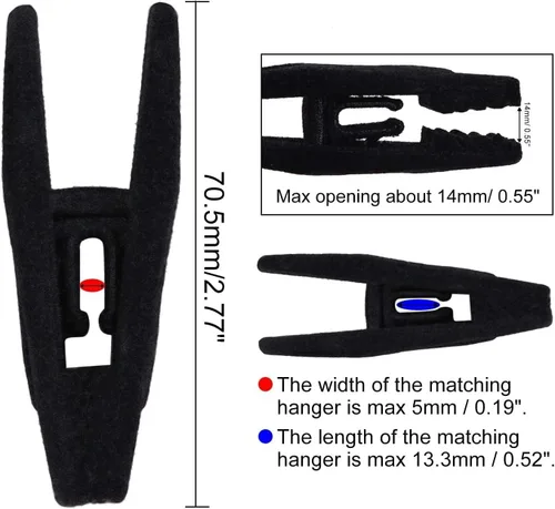 Miniatura 2 de Clips para colgar perchas de terciopelo, paquete de 20 clips de terciopelo para colgar, clips fuertes perfectos para colgar faldas y pantalones Negro
