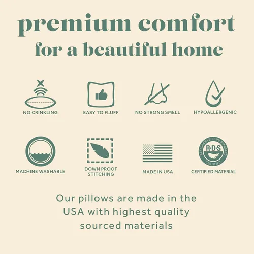 Miniatura 7 de ComfyDown Almohada de cama ComfyDream de mezcla de plumas 50/50 para dormir, funda de algodón egipcio, fabricada en Estados Unidos