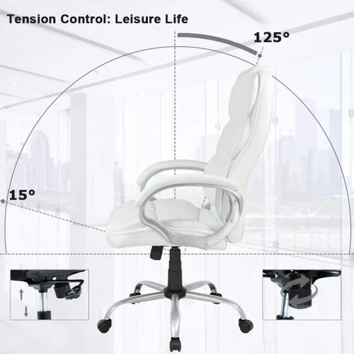 Miniatura 7 de Silla de oficina con respaldo alto, silla de escritorio ergonómica, altura ajustable, silla de computadora de piel sintética, silla moderna