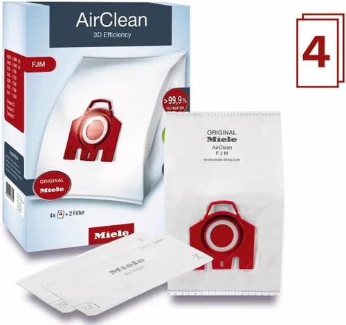 Miniatura 2 de Bolsa para aspiradora Miele AirClean con eficiencia 3D, tipo FJM, 4 bolsas y 2 filtros, blanca