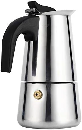 Cafetera italiana de acero inoxidable, máquina de café espreeso para estufa, máquina de espreeso y olla para estufa de gas o cerámica eléctrica,