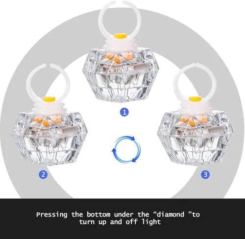 Miniatura 4 de Hicarer LED Light up Rings Bachelorette Flashing Party Favors Plastic Diamond Glow in The Dark Ring for Birthday Wedding Bridal Shower Party