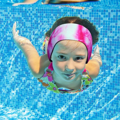 Miniatura 5 de Honoson 6 diademas de natación para niños y adultos, impermeables, bandas ajustables para deportes acuáticos, protección de oídos (teñido anudado)