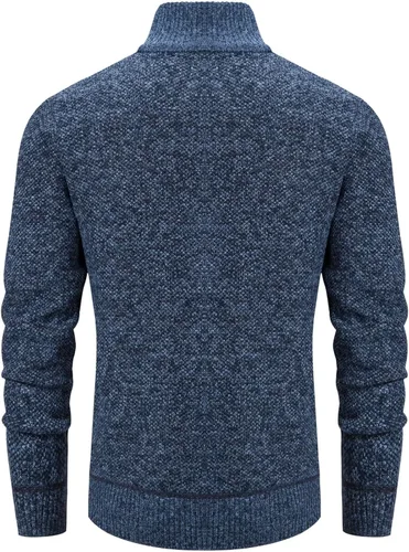 Miniatura 85 de VtuAOL Suéteres tipo cárdigan para hombre, con cremallera completa, cuello alto, cárdigan de punto casual con bolsillos
