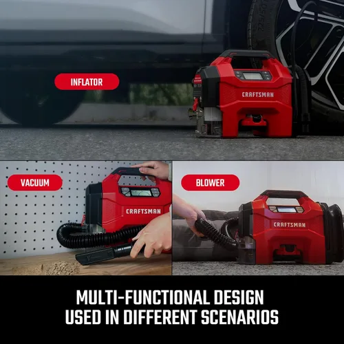 Miniatura 3 de CRAFTSMAN Inflador/Vacío/Soplador 3-EN-1, Compresor de Aire Portátil con Luz LED, Vacío o Soplador Silencioso para Coche, RV, Camión, 160 PSI, 12V