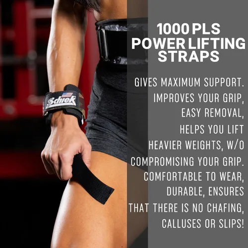 Miniatura 5 de Schiek Sports 1000-PLS Deluxe Power Lifting Muñequeras - Muñequeras de levantamiento de pesas