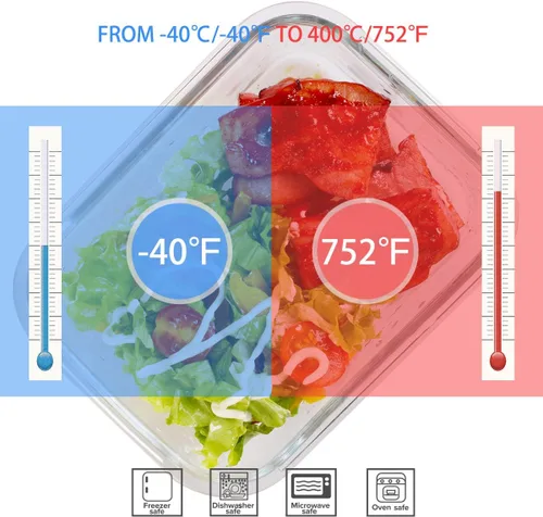 Miniatura 3 de AILTEC Contenedores de vidrio para almacenamiento de alimentos con tapas, juego de recipientes de vidrio para preparación de comidas, herméticos a