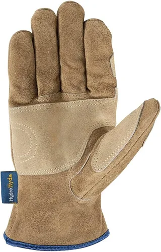 Miniatura 2 de Wells Lamont Guantes de trabajo de cuero HydraHyde para hombre, cuero de vaca dividido resistente al agua, palma reforzada para rancho, cercas