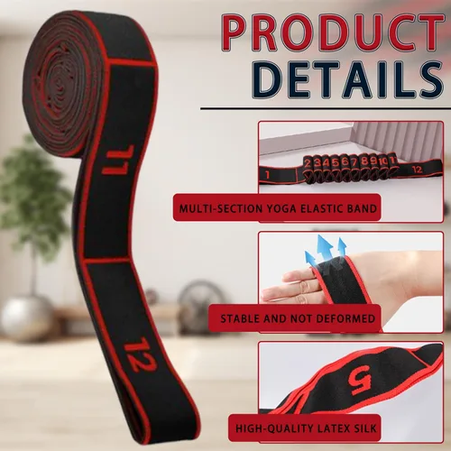 Miniatura 3 de 2PCS Elastic Yoga Stretching Strap with 12 Loops Stretch Resistance Exercise Bands for Yoga,Pilates,Dance,Rhythmic Gymnastics,Physical