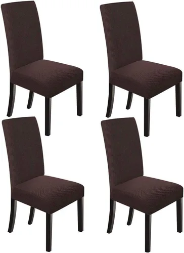 Miniatura 23 de NORTHERN BROTHERS Juego de 2 fundas para sillas de comedor, fundas elásticas para sillas Parsons, color rojo vino