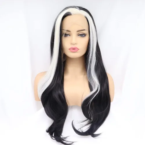 Miniatura 9 de 1001 #Color sintético rubio blanco encaje frente pelucas para mujeres pelo rubio platino largo cuerpo onda peluca resistente al calor fibra larga