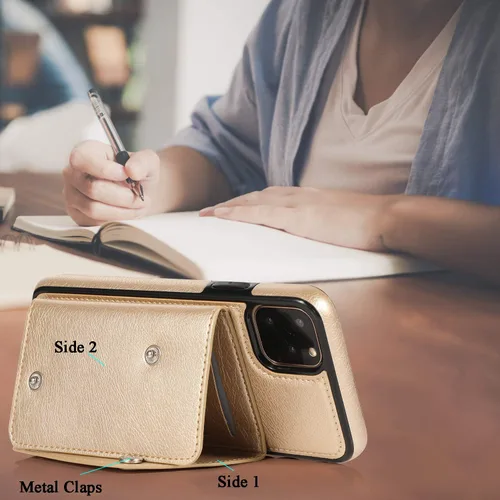 Miniatura 9 de LUVI Funda con tarjetero para iPhone 11 Pro con correa para el cuello, cadena cruzada, correa de muñeca, funda protectora con ranura para tarjeta