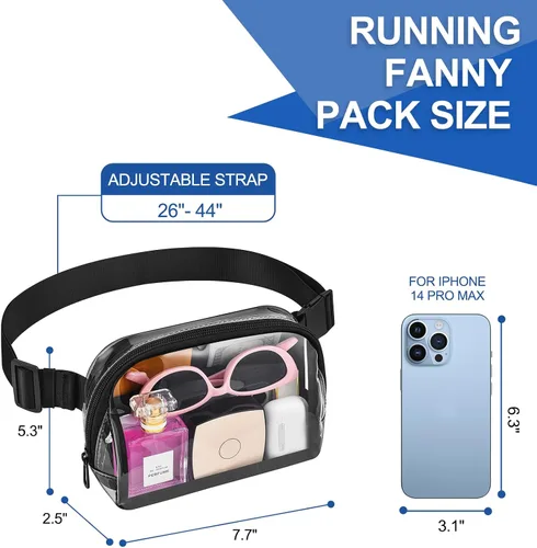 Miniatura 2 de Riñonera transparente para eventos de estadio, bolsa de cinturón transparente para mujeres y hombres, para conciertos, deportes, playa, senderismo