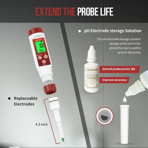 Miniatura 3 de Medidor de pH para alimentos Medidor de pH digital para fermentación Salsa picante Enlatado Punta de lanza Probador de alimentos pH Sonda