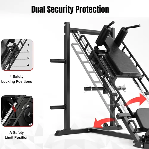 Miniatura 6 de Dripex Combo de máquina de sentadillas para gimnasio en casa, máquina de prensa de piernas ajustable para entrenamiento completo de la parte