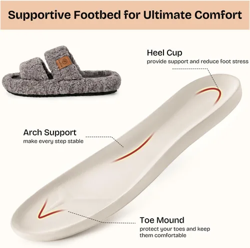 Miniatura 3 de EverFoams - Pantuflas de punta abierta para mujer, suaves y cómodas, de espuma viscoelástica, para interiores