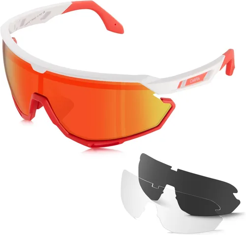 Miniatura 10 de CARFIA Gafas de sol polarizadas de ciclismo para hombre - 3 lentes intercambiables UV400/a prueba de golpes/HD Vision CA5390