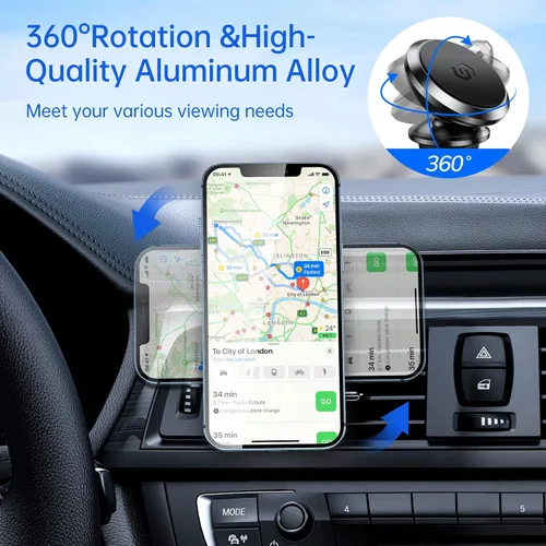 Miniatura 2 de SYNCWIRE Soporte magnético para teléfono para automóvil, giratorio de 360°, imanes súper fuertes, ventilación de aire, soporte para teléfono celular