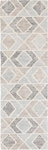 Miniatura 3 de SAFAVIEH Precious Collection - Alfombra de pasillo, 2 pies 6 pulgadas x 8 pies, azul y beige, hecha a mano, lana geométrica bohemia, ideal