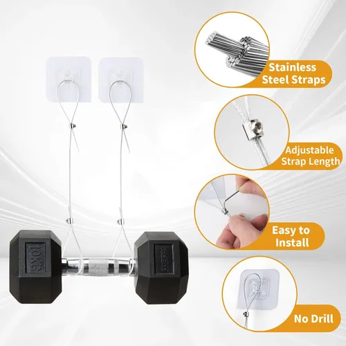 Miniatura 7 de Paquete de 10 correas ajustables de seguridad de acero inoxidable para TV, sin taladro, adhesivas, anti-punta, anclajes para muebles a prueba