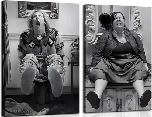 Miniatura 12 de Divertida Decoración de Pared de Baño Arte de Pared en Blanco y Negro - Pósteres de Películas Clásicas Impresión en Lienzo, Arte de Pared Divertido