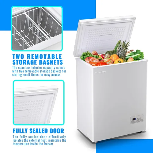Miniatura 7 de DEMULLER - Congelador horizontal de 3.5 pies cúbicos, máquina de congelación profunda de temperatura ultra baja (hasta -24 ℃) con dos cestas