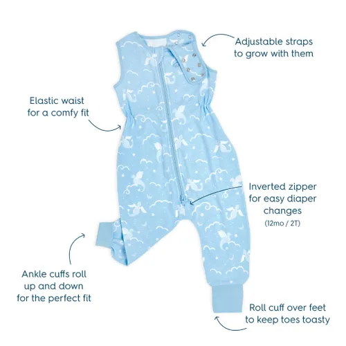Miniatura 2 de HALO Saco de dormir para niños, 100% algodón, manta con mangas, TOG 0.5, dragones, 2T