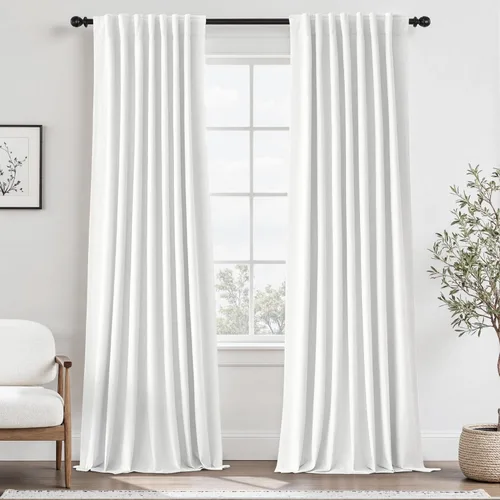 Miniatura 111 de UHITECH Cortinas cortas de lino de 24 pulgadas de largo para ventanas pequeñas de granja, cortinas opacas modernas para sala de estar, pestañas