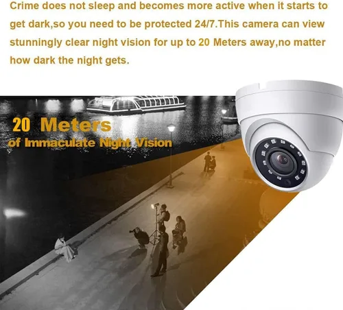 Miniatura 4 de Real HD Cámara de seguridad de vigilancia CCTV analógica de 5 MP coaxial TVI CVI, ángulo de visión amplio de 0.110 in 100°, visión nocturna IR de 65