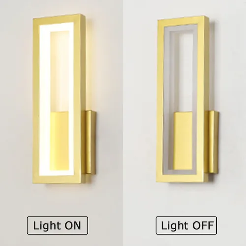 Miniatura 4 de Lámpara de pared LED para interiores, regulable, 16 W, oro, moderna, simple, rectangular, lámpara de pared, aluminio y acrílico, iluminación
