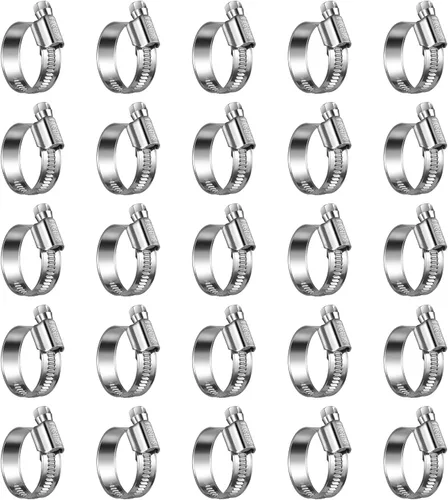 Miniatura 20 de Abrazaderas de manguera de engranaje helicoidal antideslizantes #4, abrazaderas de tornillo de acero inoxidable ajustables de 5/16 a 1/2 pulgadas