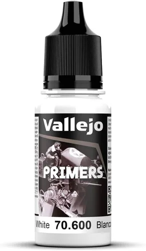 Vallejo - Imprimador de Superficies Color | Imprimador Acrílico Blanco 18 ml (0.6 fl.oz.) | Acabado Mate y Secado Rápido | Perfecto para Aerografía
