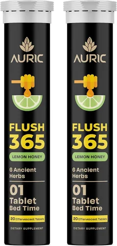 Miniatura 11 de Auric Flush 365 Tabletas efervescentes Fórmula de apoyo para el bienestar a base de plantas Sabor miel limón 20 tabletas