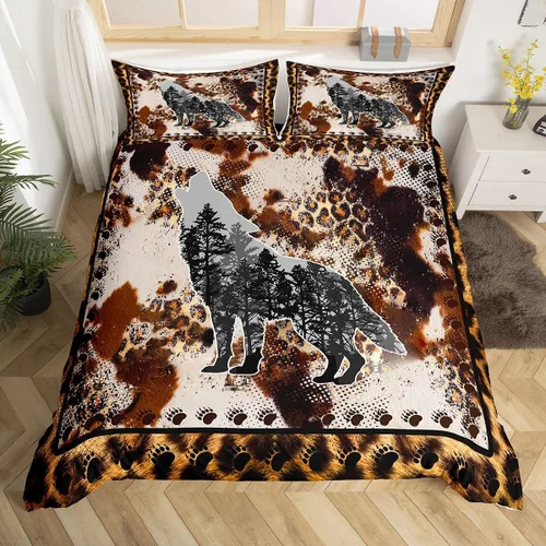Miniatura 13 de Juego de funda de edredón de oso para niños, juego de ropa de cama de animales salvajes para niños, naturaleza, vida silvestre, oso, pájaro, juego