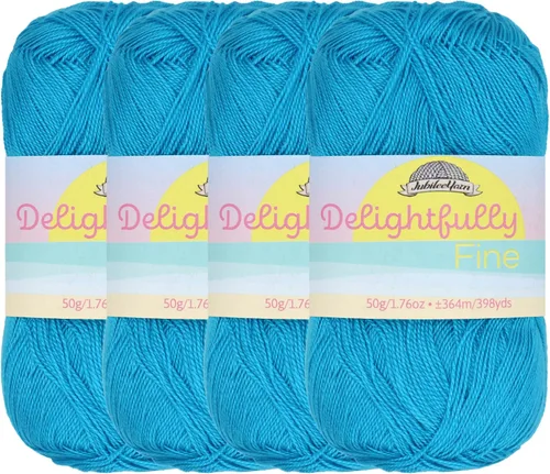 Miniatura 64 de JubileeYarn - Ovillo de hilo deliciosamente fino, 1.76 oz/madeja de rayón de bambú, color rosa polvo, 4 madejas
