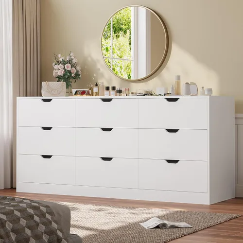 Miniatura 19 de HAUOMS Cómoda alta de 5 cajones, cómoda moderna negra para dormitorio, vestidor de armario con cajones para sala de estar, entrada, pasillo Negro