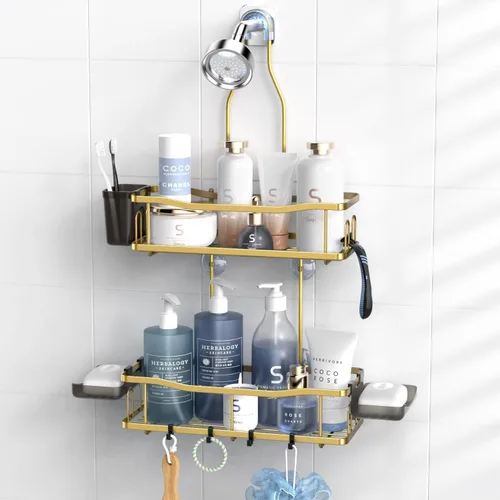 Miniatura 10 de Aitatty Organizador de baño colgante para ducha: estantes de ducha inoxidables sobre el cabezal de ducha, sin taladrar en el interior, estantes