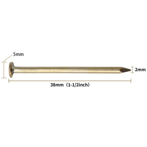 Miniatura 2 de 240 piezas de clavos de ferretería dorados, clavos de madera chapados en latón de 1-1/2" × 14 Ga, clavos para colgar decoración de pared, clavos