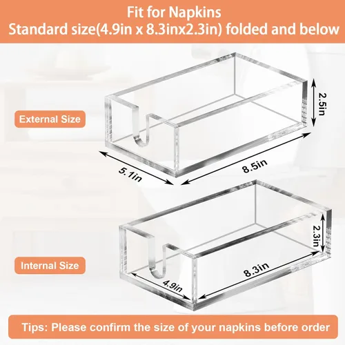 Miniatura 2 de Servilletero acrílico – Bandeja transparente más gruesa para toallas de invitados para baño, cocina, comedor, toallas de mano de papel desechables