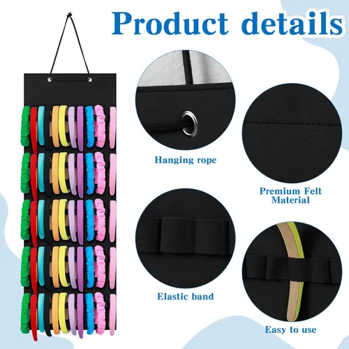 Miniatura 3 de Tudomro Soporte Colgante para Diademas para Niñas Organizador de Accesorios de Cabello de Felpa con 60 Bandas Elásticas Soporte para Lazos