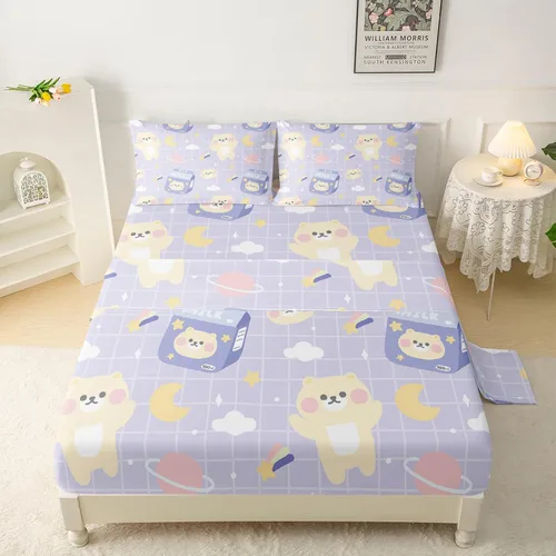 Miniatura 30 de QOOMO Sábanas Kawaii de Conejo para Niños Tamaño Twin, Juego de Sábanas de Cama Kawaii Bunny con Bolsillo Profundo de 16", Juego de Sábanas