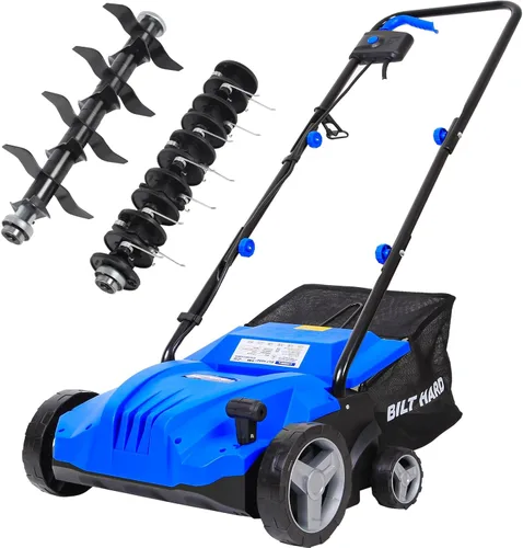Miniatura 10 de BILT HARD Descompactador Escarificador eléctrico de 16 pulgadas, motor de cobre de 15 amperios, ajuste de profundidad de 5 posiciones, bolsa de paja