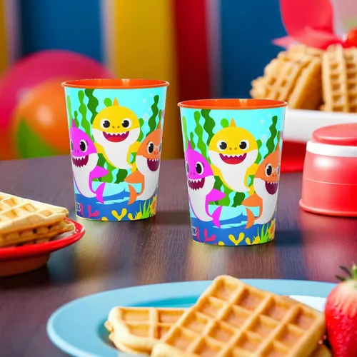 Miniatura 4 de Baby Shark - Vaso de plástico duradero para estadio, 16 onzas (1 unidad), accesorio colorido y ecológico, perfecto para cumpleaños y eventos de niños