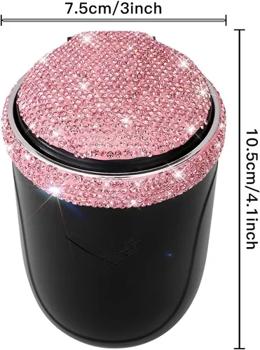 Miniatura 5 de SAVORI Cenicero de automóvil para mujeres y hombres, portavasos, portátil, sin humo, con indicador de luz LED azul, accesorios para automóvil (rosa)