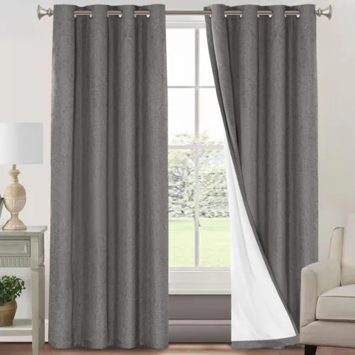 Miniatura 91 de Primitive - Cortinas opacas 100 % de lino texturizado natural para dormitorio, sala de estar, cortinas para ahorra energía, tela de arpillera