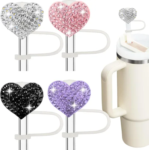 Miniatura 10 de Regalos de elefante blanco, divertidos adornos de paja de A Lil' Bougie compatibles con vasos Stanley de 30 onzas/40 onzas, 4 fundas de popote